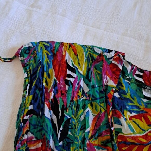 Lauren Ralph Lauren women's 1X Rainforest Tropical Farrah Mini swim cover up - Picture 6 of 11